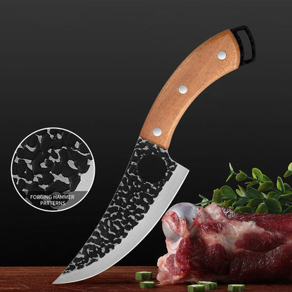 Handsmitt Kockkniv Professionell – Urbeningskniv Slaktarkniv Rostfritt Stål Kök, Valfritt med Bryne/Knivskydd