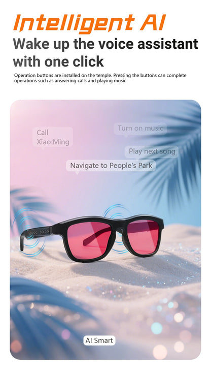 Touch Automatic Color Changing Dimming Bluetooth 5.4 Voice Assistant AI Smart Translation Music Glasses Men UV400 Protection
