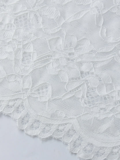 Dam Spetslinne Y2K – Sexy Lace Hollow Out Ärmlös Semi-genomskinlig Camisole, Vit & Svart