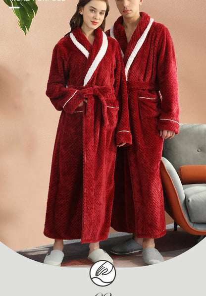 Female Autumn and Winter Warm Long Coral Velvet Thick Couple Bath Bathrobes Men Women Pajamas Shower Robe Bath Towels For Adults