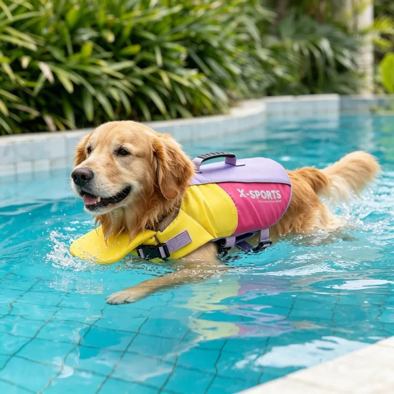 Big Dog Life Jacket with Removable Front Float Hand-Held Pet Life Vests Outdoor Training Swimming Clothes for Medium Large Dogs