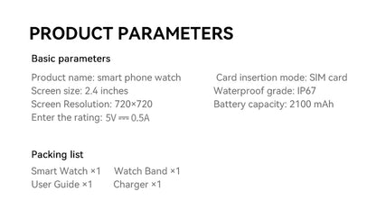 2026New 5G SIM Smart Watch 2.4" AMOLED 8+128GB GPS+NFC WIFI 1000W HD Camera IP68Waterproof Health Monitor Android Smartwatch Men