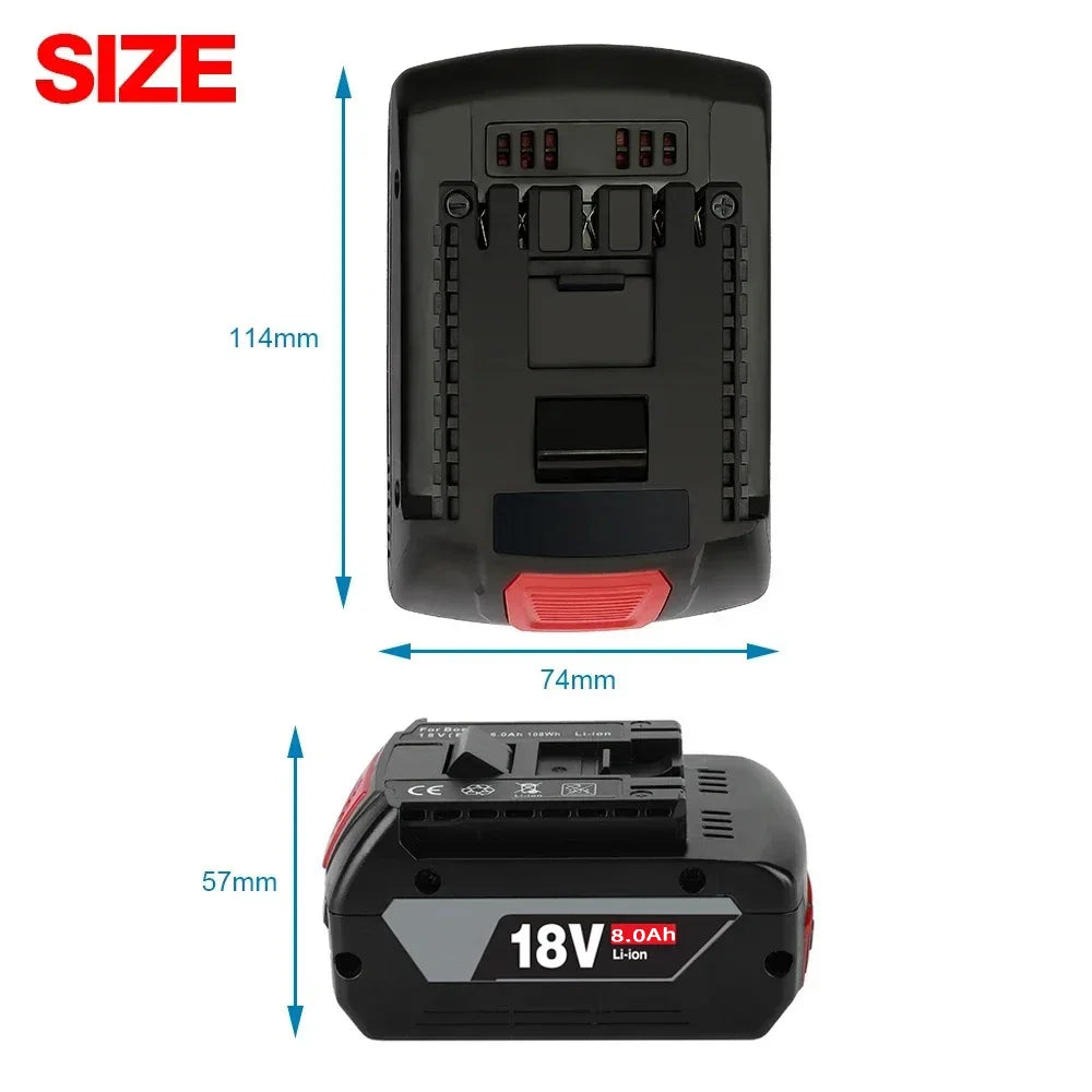 For Bosch 18V 6.0Ah, Professional Lithium Battery, Electric Rechargeable Battery, Bosch BAT609 BAT609G BAT618 BAT618G