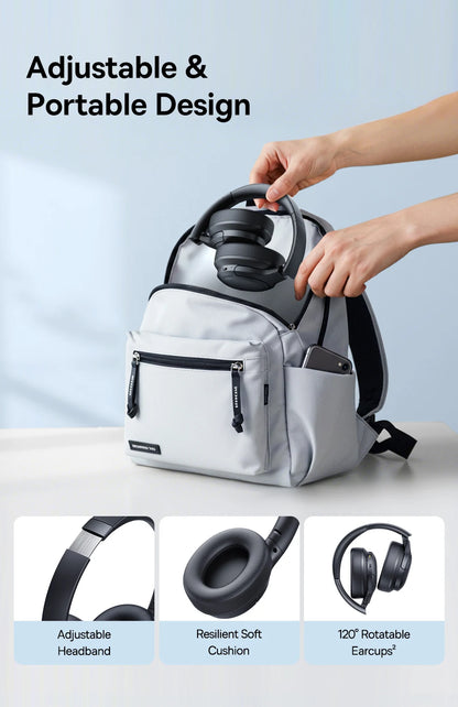 Baseus BH1 Lite Wireless Headphones Bluetooth 6.0 ENC Clear Call Headsets Super Bass Hit Earphones 80H Playtime Over Ear Headset