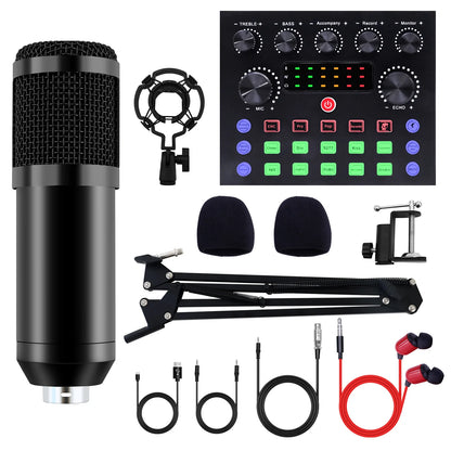 Professional Studio Recording Kit Podcast Music Mixer Equipment Condenser Microphone Set for PC Smartphone Laptop Computer Vlog