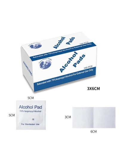 100PCS Disposable 75% Alcohol Cotton Pads Tattoo Clean Tools For Antiseptic Clean Skin Jewelry Cell Phone Disinfection Use