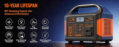 Gaiaray Portable Power Station 500W 300W 200W 100W Solar Generator UPS LiFePO4 Battery LED Light Solar Charging Station for Home Outdoor Emergency Power Bank