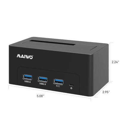 MAIWO HDD Docking Station with USB 3.0 HUB Extension 2.5 3.5 Inch SATA HDD Case Support 24TB with Fast Charge Port HDD Enclosure