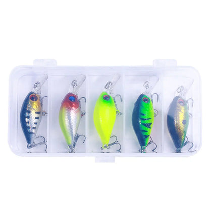 Topwater Crankbait Lures 5Pcs 4.4g 5cm Artificial Wobbler Bait For Bass Pike Rockfish Freshwater Fishing Tackle