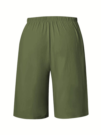 Dam Wide Leg Byxor Knälång – Elastisk Midja Dragsko Casual Vår/Sommar, 5 Färger S–XXL