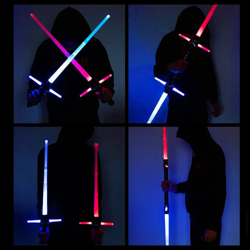 Lightsaber 2 In 1 RGB Adjustable Light Saber Toys Children Double Switch Sword Toys For Boys Luminous Gifts light saber