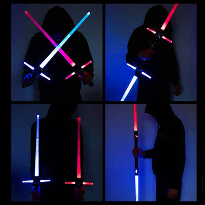 Lightsaber 2 In 1 RGB Adjustable Light Saber Toys Children Double Switch Sword Toys For Boys Luminous Gifts light saber