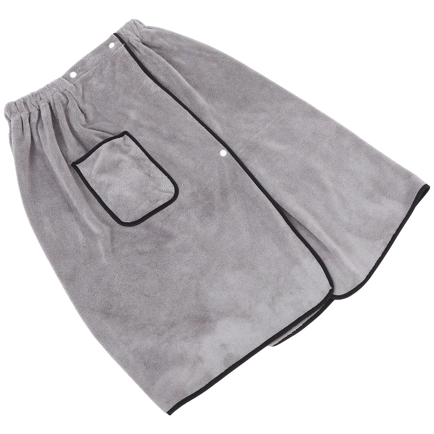 Men Wearable Bath Wrap Adjustable Snap Closure Coral Fleece Towel Highly Absorbent Drying for Bathroom Pool Beach Spa