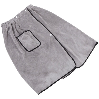 Men Wearable Bath Wrap Adjustable Snap Closure Coral Fleece Towel Highly Absorbent Drying for Bathroom Pool Beach Spa