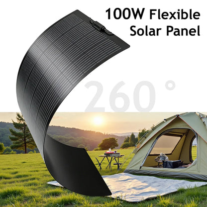 ETFE Flexible 100W 200W 300W 400W Solar Panel Kit High Efficiency Monocrystalline for 18V Battery Charger Off-Grid Power Camping