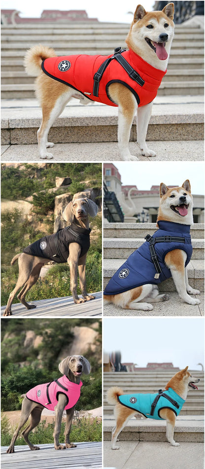 Waterproof Warm Dog Jacket Vest Winter Dog Clothes With Harness French-Bulldog Coat Pet Costume for Small Large Dogs Chihuahua