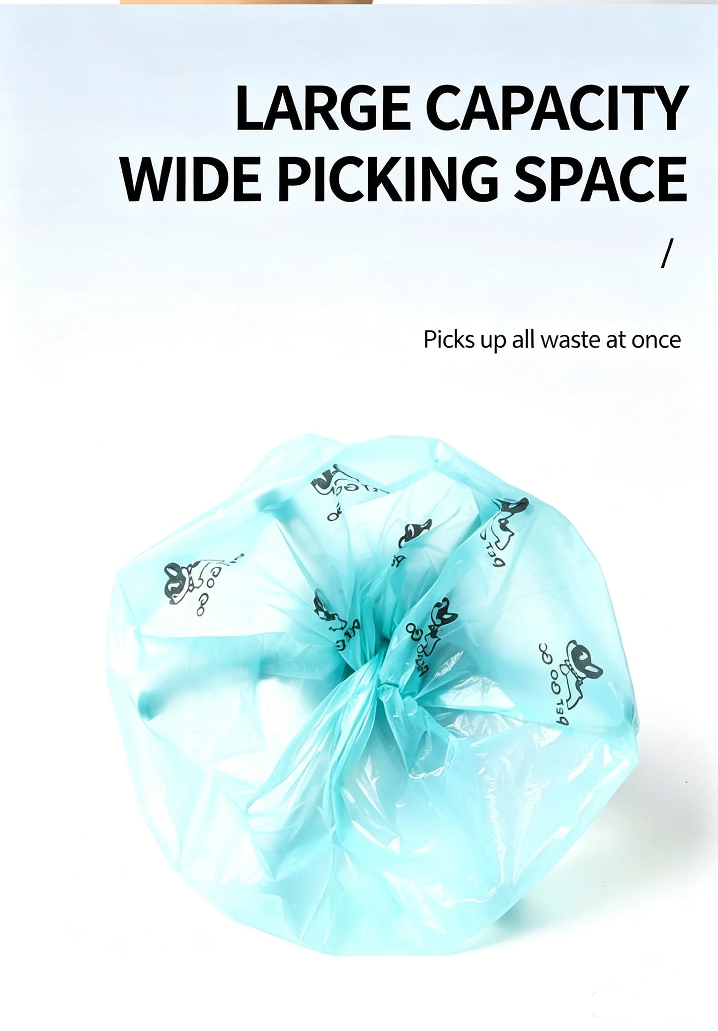 Portable Dog Pooper Scooper Waste Pick-up Outdoor Cleaner Builtin Garbage Bag Handheld Poop Grabber No Touch Design for Pet Use