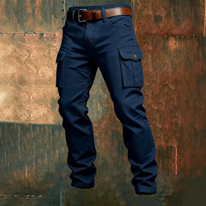 Male New Men Cotton Autumn Winter Patchwork Cargo Pants Multi Pocket Straight Tactical Work Outdoor Daily Wear Trousers 4 Colors