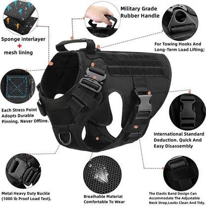 Taktisk Militärhundsele & Koppelset – För Schäfer, Golden Retriever & Stora Raser, S–XL