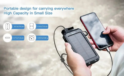 2026 New 200000mAh High Capacity Solar Power Bank Fast Charging USB-A/USB-C for IOS Android Portable Charger