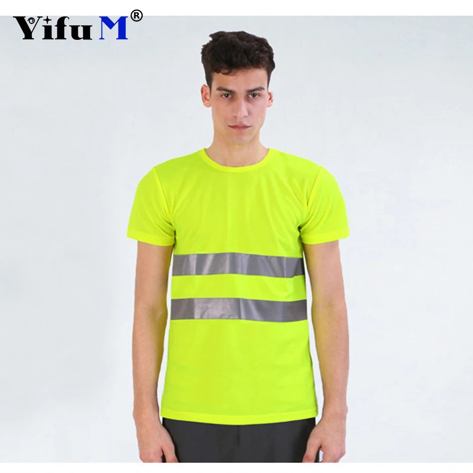 DIY Logo Outdoor Sports Fluorescent High Visibility Safety Work Shirt Breathable Work T Shirt Reflective Vest T-shirt Quick Dry