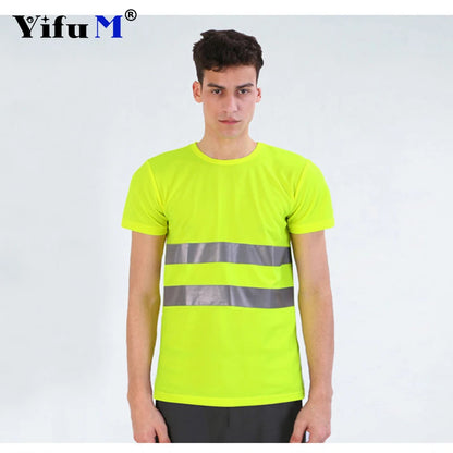 DIY Logo Outdoor Sports Fluorescent High Visibility Safety Work Shirt Breathable Work T Shirt Reflective Vest T-shirt Quick Dry