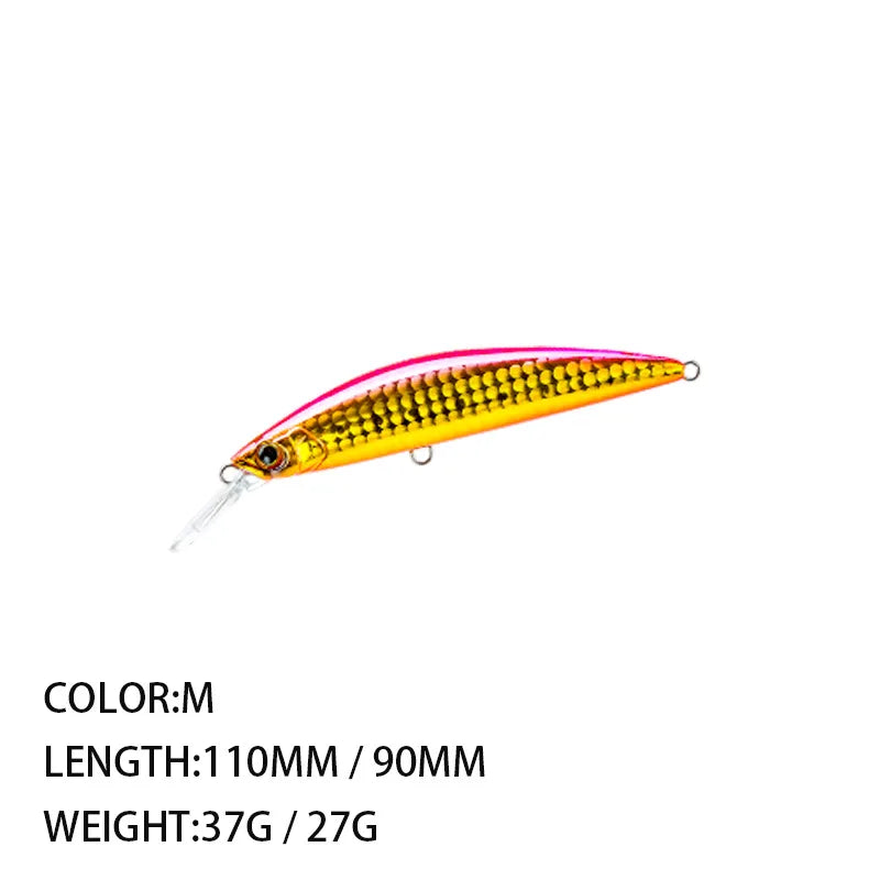 Freshwater Bait Mino 90MM110MM Ultra-long Cast Utra-long Bait Sinking Weight 27g37g Perch Bait Trolling Bait Fishing Tackle