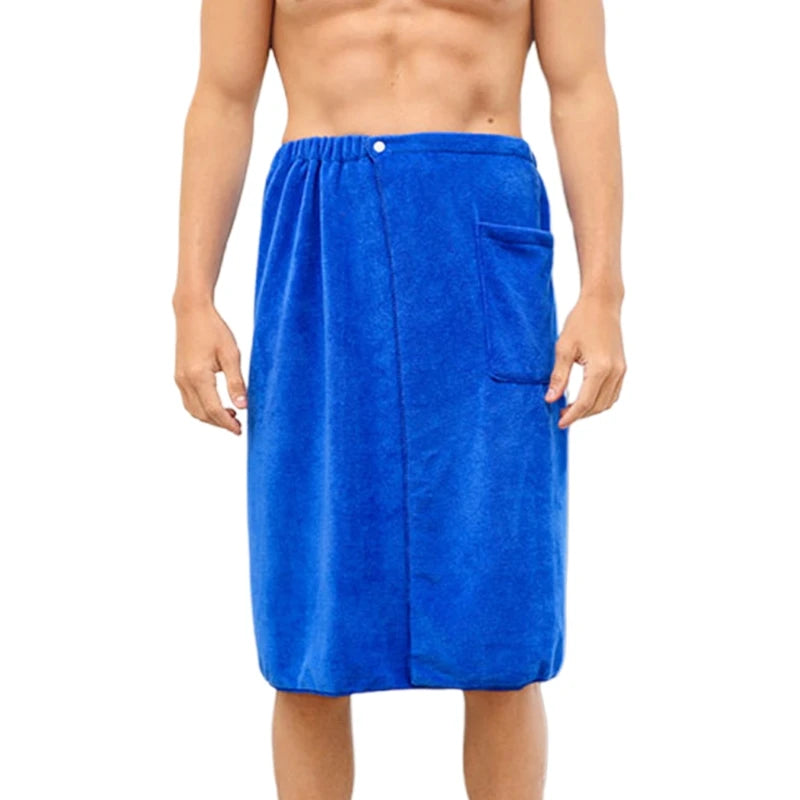 Man Wearable Bath Towel with Pocket Swimming Beach Towel Blanket Men Spa Shower Bath Wrap Towel 70x140cm A0KC