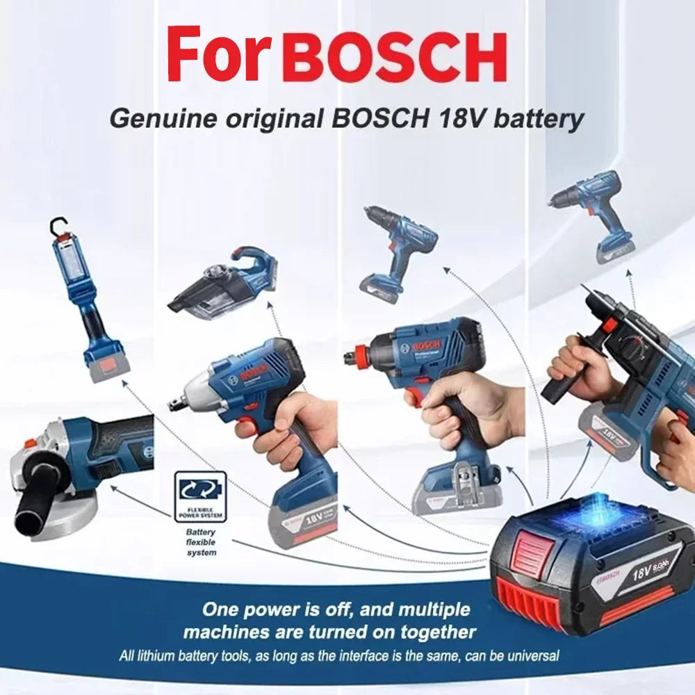 For Bosch 18V 6.0Ah, Professional Lithium Battery, Electric Rechargeable Battery, Bosch BAT609 BAT609G BAT618 BAT618G