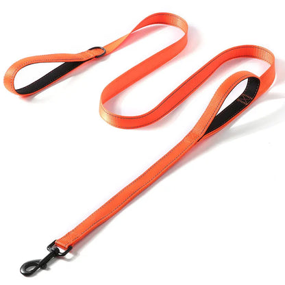 Hundkoppel i nylon med två handtag – reflekterande träningskoppel 120, 150 eller 180 cm