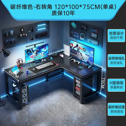Corner Gaming Table Computer Desk Double Desktop for Home Student Bedroom Small Apartment Space Saving Workstation