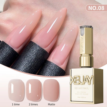 1/6Pcs 15ml Jelly Ice Nude Peelable Polish, UV/LED - Set, Formaldehyde - Free. Oval, Glossy. Good for Salon & DIY