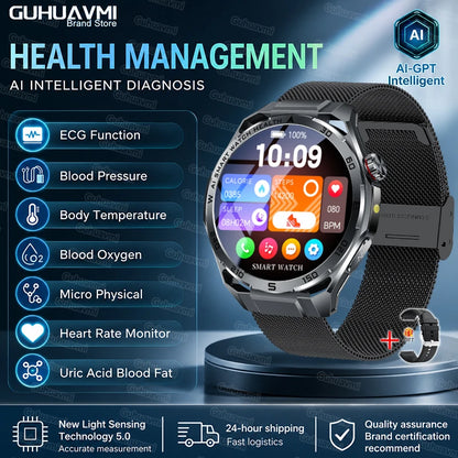 2026 New AI Health Care Accurate Detection ECG Smart Watch Blood Pressure lipids Uric Acid Analysis Bluetooth Call Smart Watches