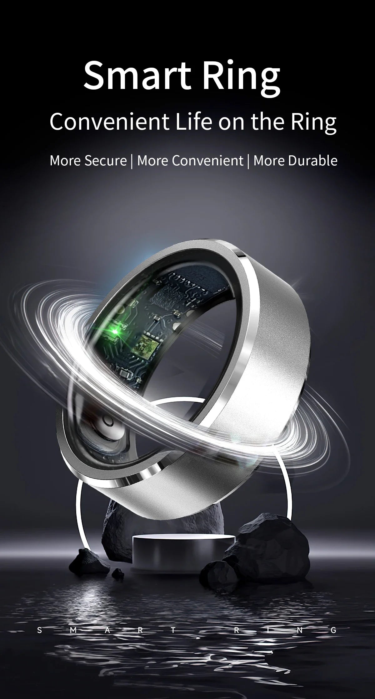 Smart Ring Men Heart Rate Blood Oxygen Pressure Monitor Smartring for Women Sleep Fitness Tracker New