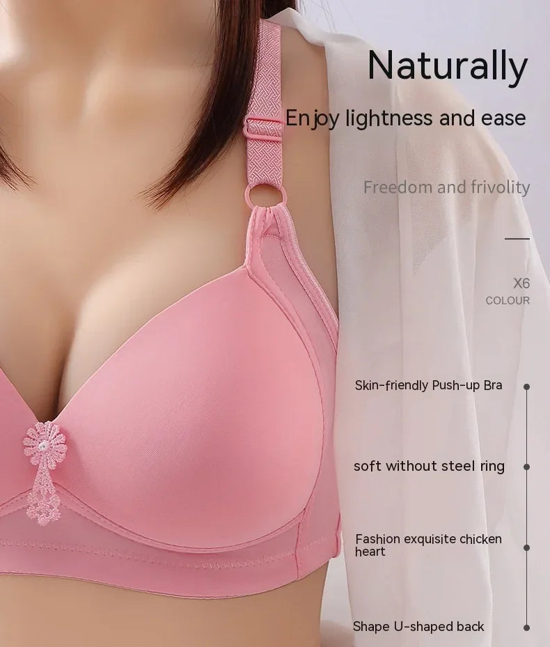 Comfortable Breathable Women Brassiere Beautiful Back Underwear Bra Thin Section Glossy Without Steel Ring Gathered Ladies Bras