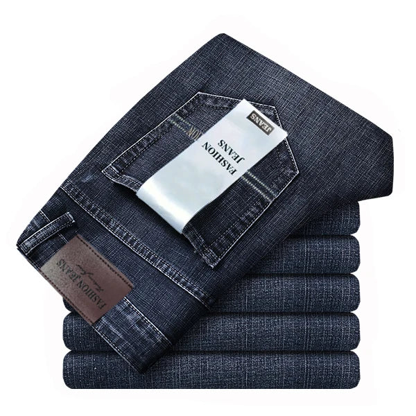 Business-jeans för herr – rak passform, stretch-denim, casual och kontor