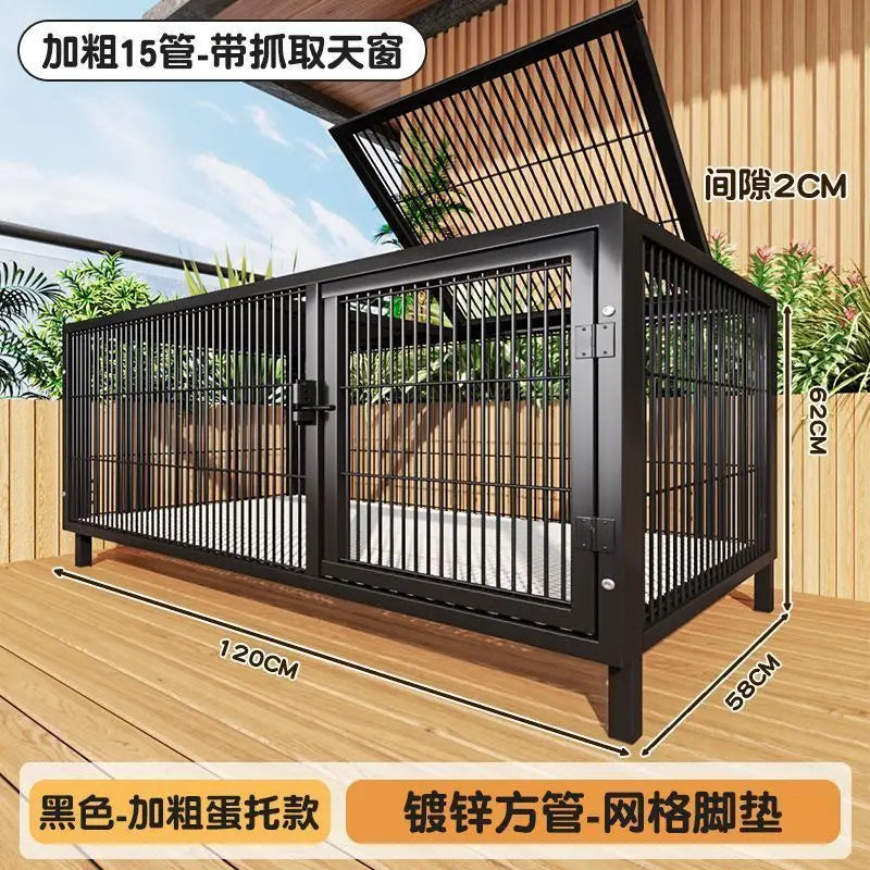 Large Heavy Duty Dog Crate for Large Medium Dogs Indoor Outdoor Portable Foldable Metal Wire Kennel with Tray for Labrador