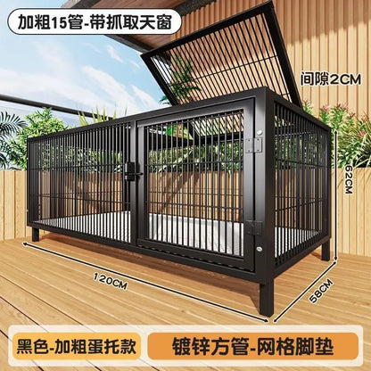 Large Heavy Duty Dog Crate for Large Medium Dogs Indoor Outdoor Portable Foldable Metal Wire Kennel with Tray for Labrador