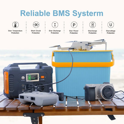FF Flashfish E200 Portabel Kraftstation – 200W, 151Wh, 230V AC, USB QC3.0, 12V DC, Camping & Nödläge