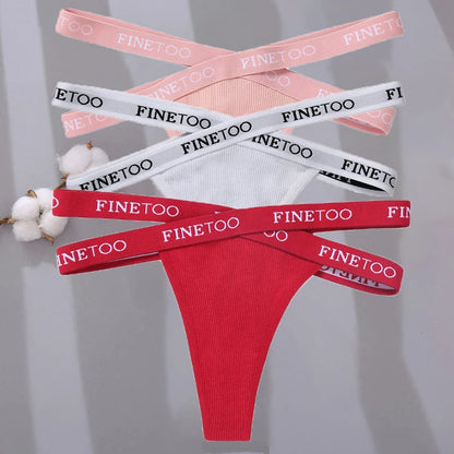 3-pack stringtrosor med korsade sidoband i bomull, M–XL