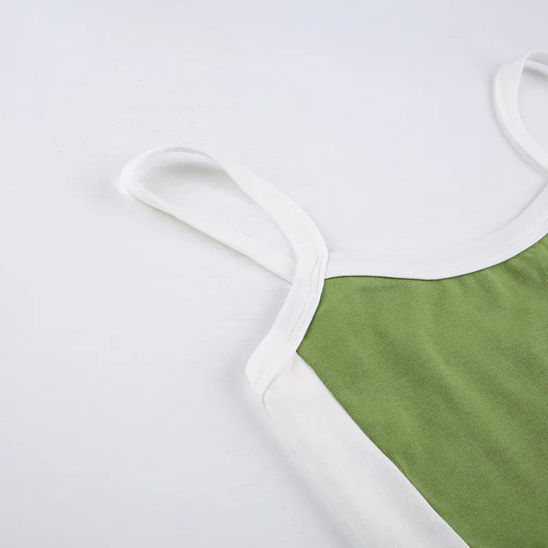Dam Stickad Crop Top – Ärmlös Ryggöppen Y2K Vintage Patchwork Cami Sommar, 3 Färger S–L