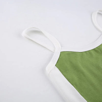 Dam Stickad Crop Top – Ärmlös Ryggöppen Y2K Vintage Patchwork Cami Sommar, 3 Färger S–L