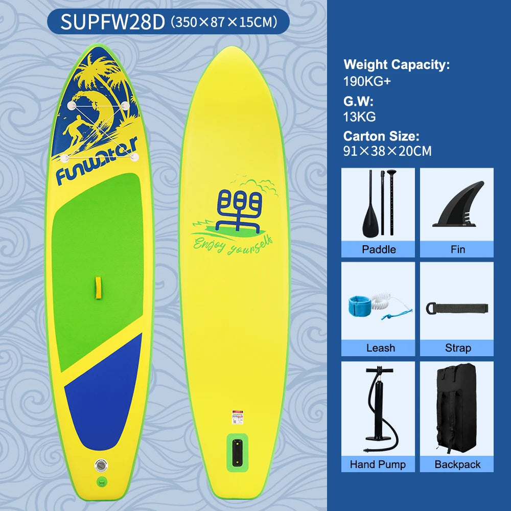 FunWater uppblåsbart SUP-bräde med tillbehör – flera storlekar