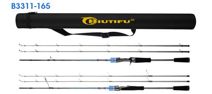 BIUTIFU Casting Spinning Lure Fishing Rods 1.68m 1.98m 2.1m 2.28m 2.4m 2.7m 3.0m 3.3m 2 Tips Baitcasting 3-80g Ultralight Fast Carbon Pole with Rod Tube Backpack For Seabass Bass Trout Pike