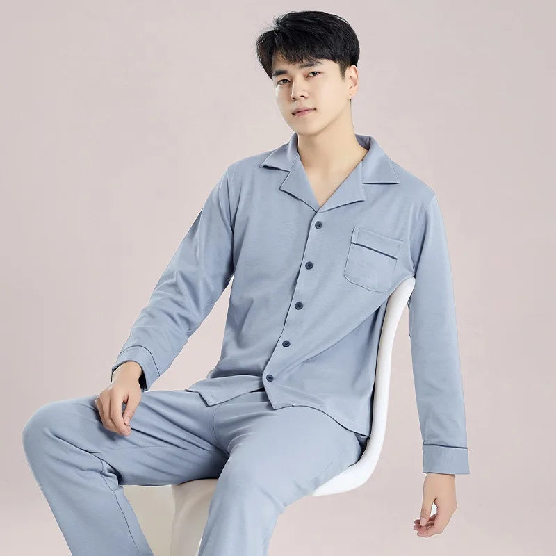 Herr Vinterpyjamas 100% Bomull – Varm Rutig Plus Size, 7 Motiv L–5XL