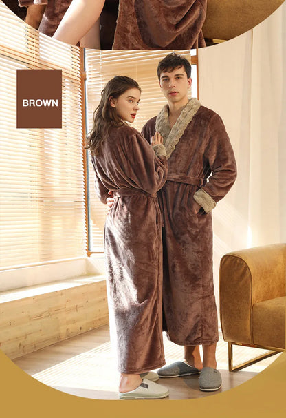 Female Autumn and Winter Warm Long Coral Velvet Thick Couple Bath Bathrobes Men Women Pajamas Shower Robe Bath Towels For Adults