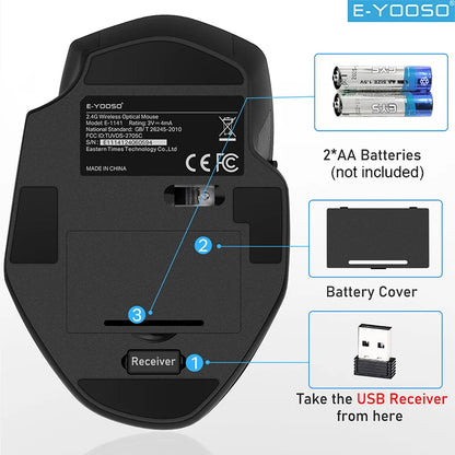 E-YOOSO 2.4G Wireless Mouse Portable Ergonomic Computer Mice Mouse For Office Gaming Mouse Laptop/iPad/Tablet/Mac