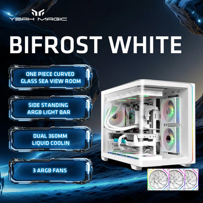 Yeah magic BIFROST PC Case argb*3 M-ATX ITX Sea View Room Side Transparent Desktop Chassis Diy pc game DIY pc case