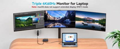 MZX MST-splitter för tre skärmar, DisplayPort eller USB-C