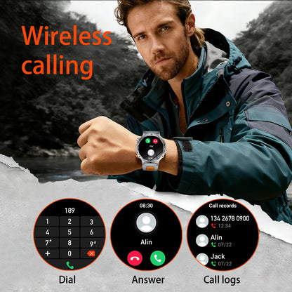 2026 New Men Outdoor Smart Watch 1.7" IPS 1600mAh  Battery Bluetooth Call IPX8 Waterproof Flashlight SOS Compass 120+Sport Modes